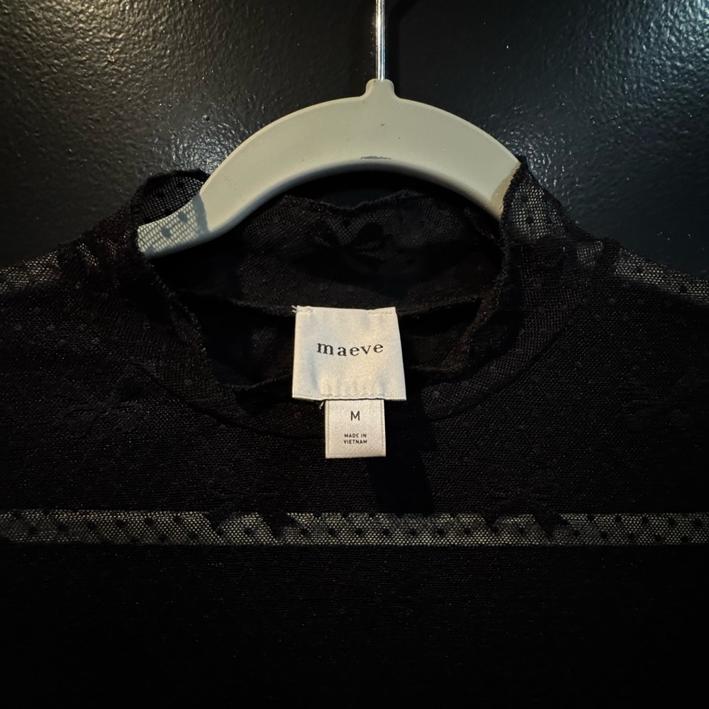 Maeve Black Sheer Lace Blouse - Picture 3 of 3